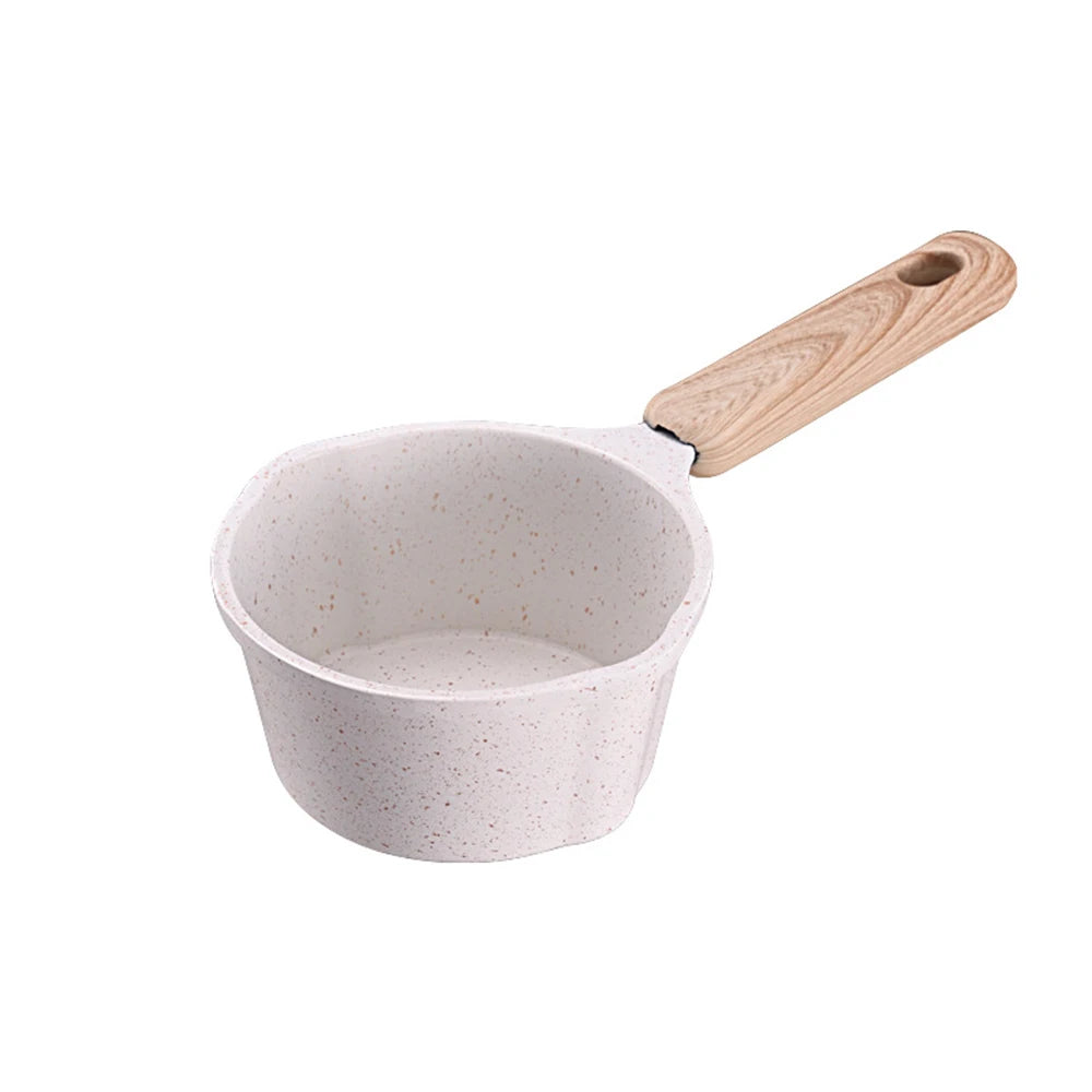 Milk Pot Small Nonstick Saucepan Butter Warmer with Pour Spout and Measurement Marks – White