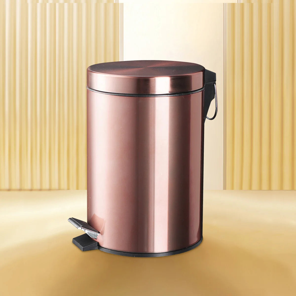 Pedal Trash Can 3L Stainless Steel Bin with Lid and Inner Bucket - Metalic Brown