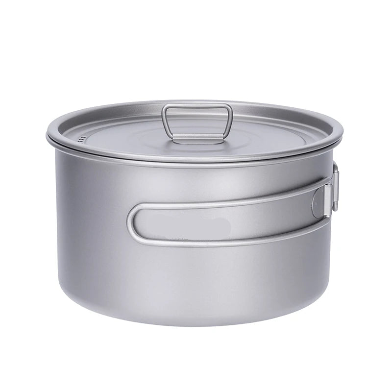 Titanium Camping Pot 2.4L Lightweight Outdoor Cooking Pot with Foldable Handles