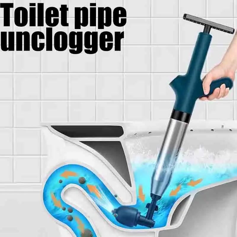 Drain Unclogger Pump High Pressure Portable Pipe Cleaner for Toilet Sink - Blue