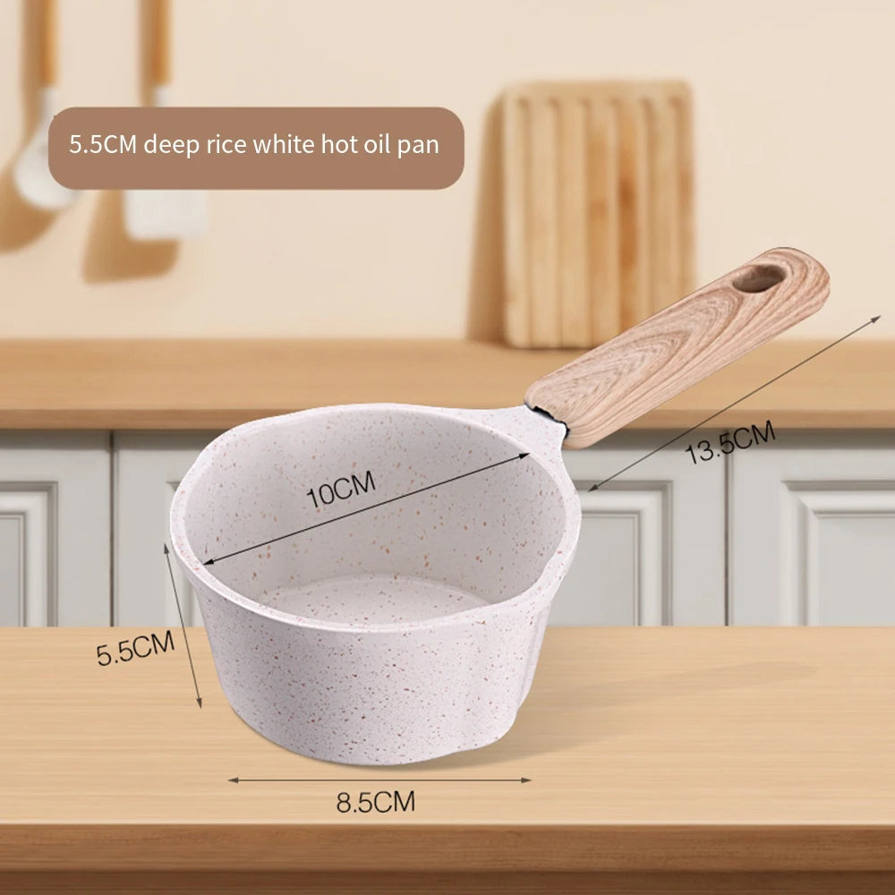 Milk Pot Small Nonstick Saucepan Butter Warmer with Pour Spout and Measurement Marks – White