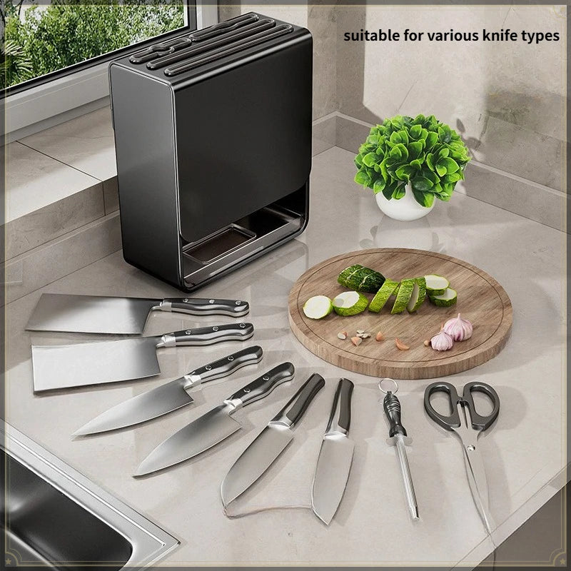 Knife Storage Rack Wall Mounted Steel Kitchen Organiser - Grey