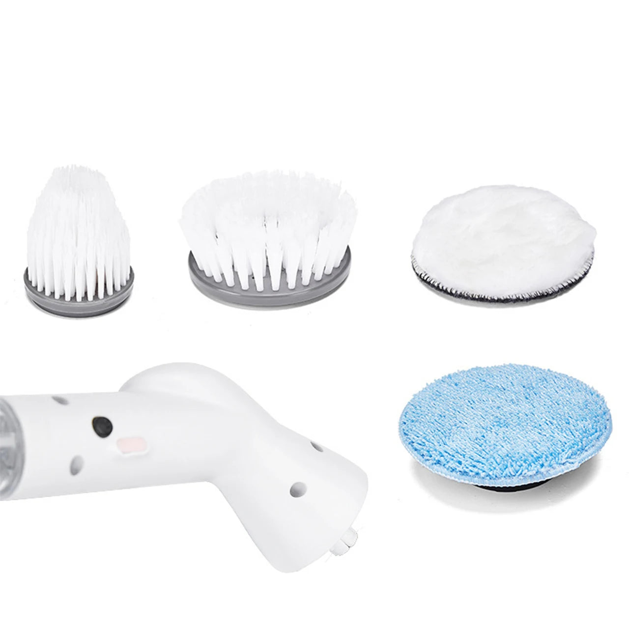 Cordless Electric Cleaning Brush Rotary Scrubber with Extension Handle Adjustable Speed - White
