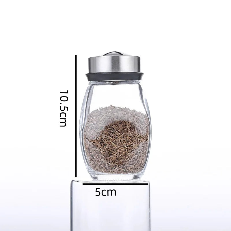 Seasoning Jar Set 12 Pcs Rotatable Glass Spice Containers 360° Kitchen Storage Shakers