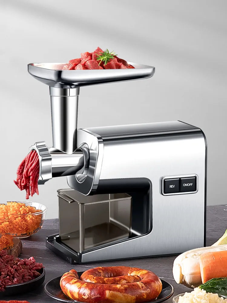 Electric Meat Grinder Stainless Steel Sausage Maker Food Processor - Light Grey