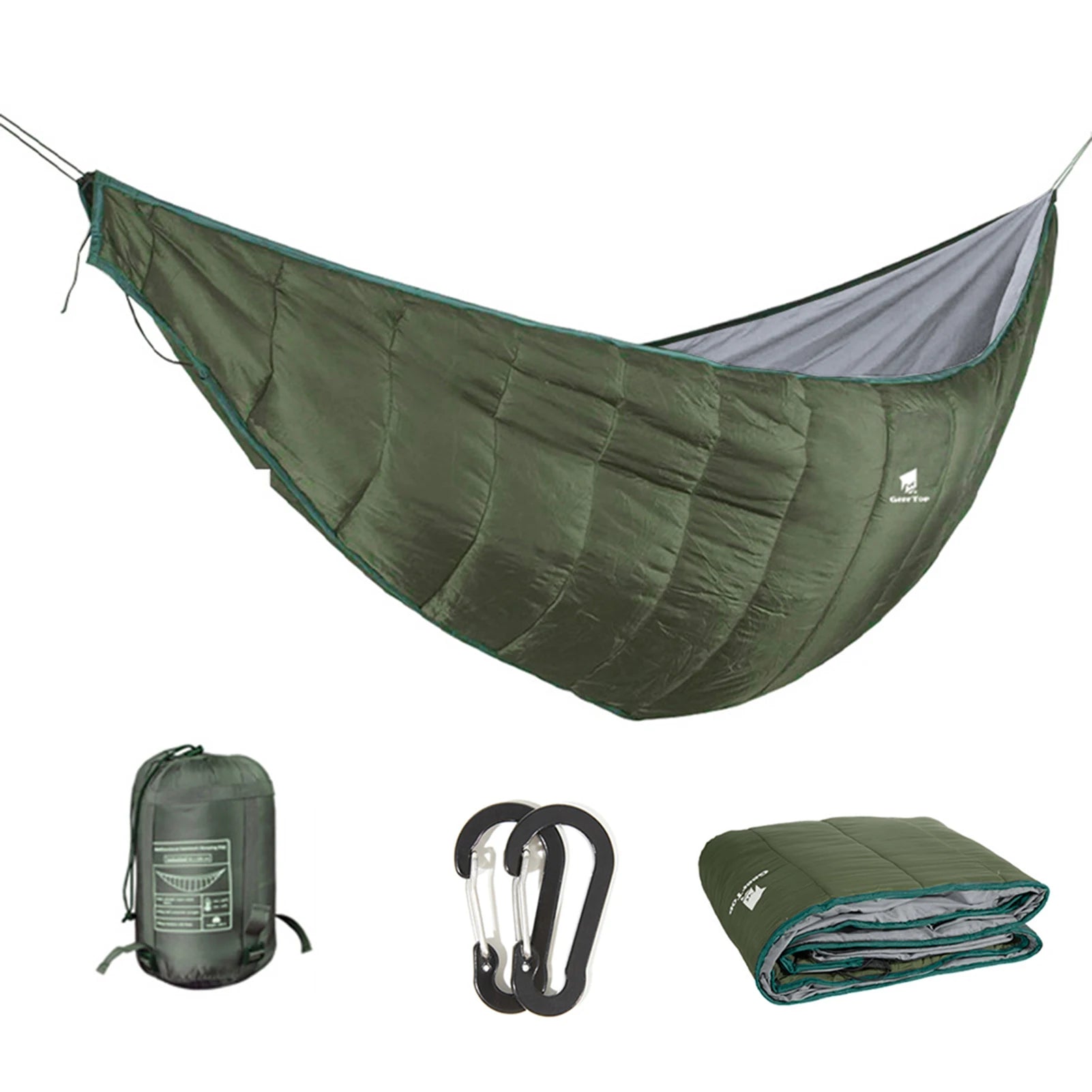 Portable Hammock Underquilt Winter Cold Weather Warm Under Quilt for Camping Hiking - Army Green