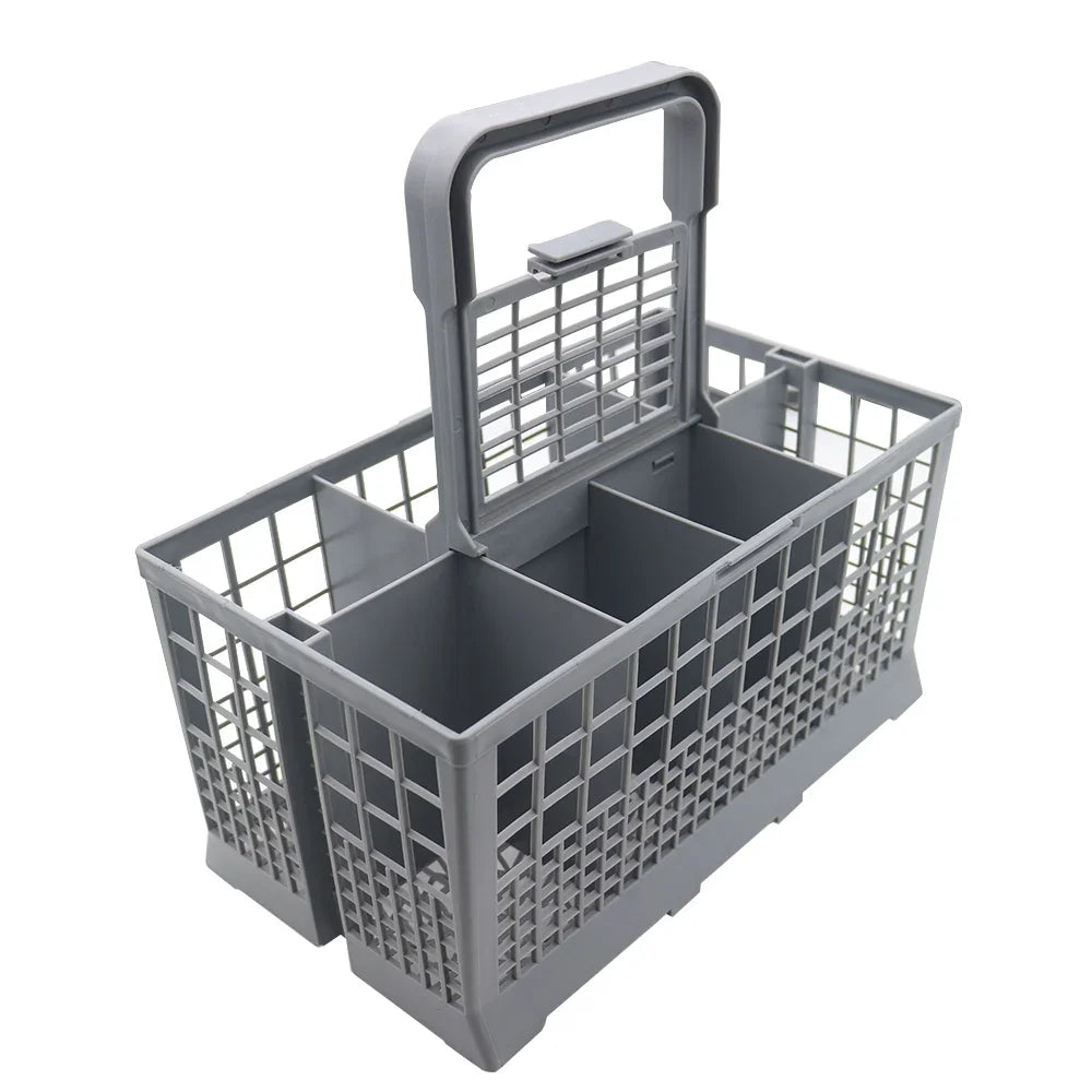 Universal Dishwasher Cutlery Basket Replacement Dish Rack Utensil Holder with Removable Handle – Grey