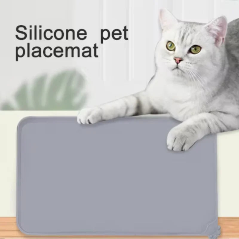 Pet Meal Mat Silicone Waterproof Anti Slip Feeding Bowl Placemat for Dogs - Blue