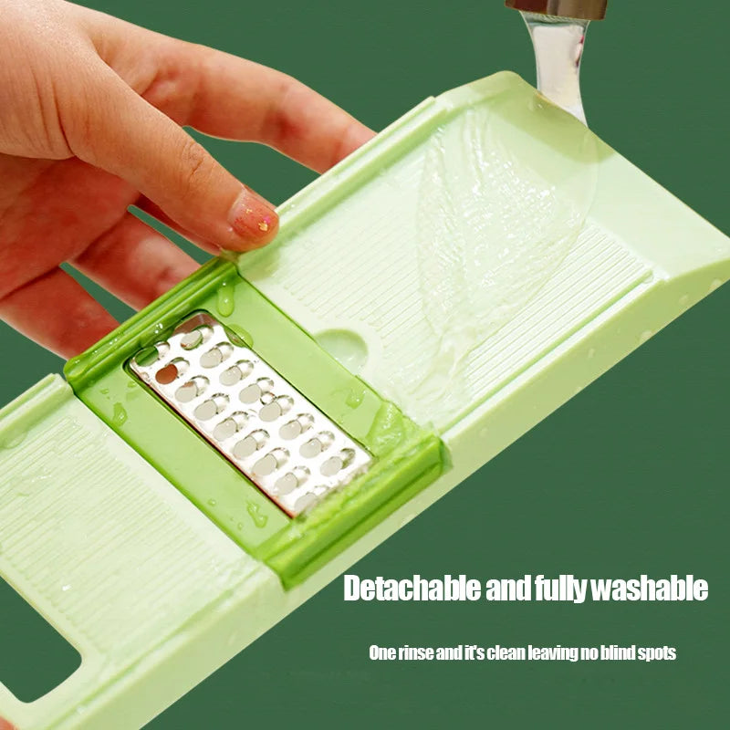 Mandoline Vegetable Slicer Multifunctional Food Slicer Cheese Grater with Storage Container – Green
