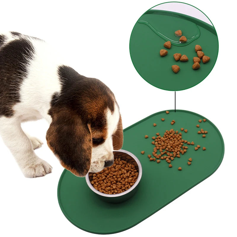 Silicone Pet Bowl Mat Waterproof Anti Slip Feeding Placemat - Black