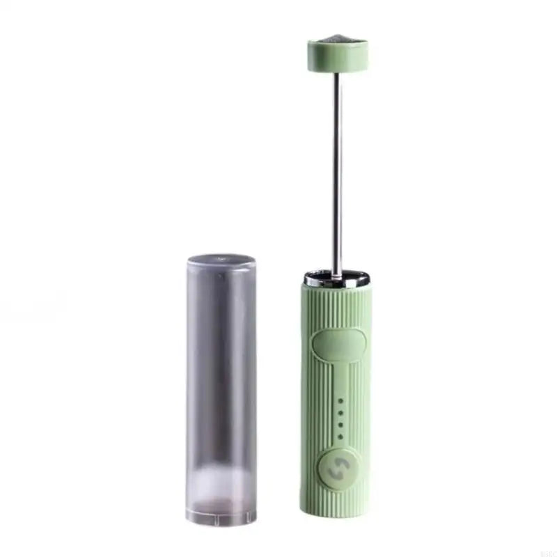 Electric Milk Frother Rechargeable Handheld Coffee Whisk 24.5cm Portable Mixer - Green