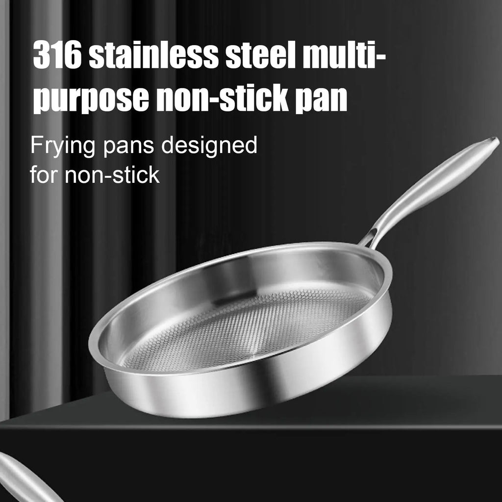 Titanium Frying Pan 22 cm with Glass Lid Uncoated Skillet for Gas and Induction