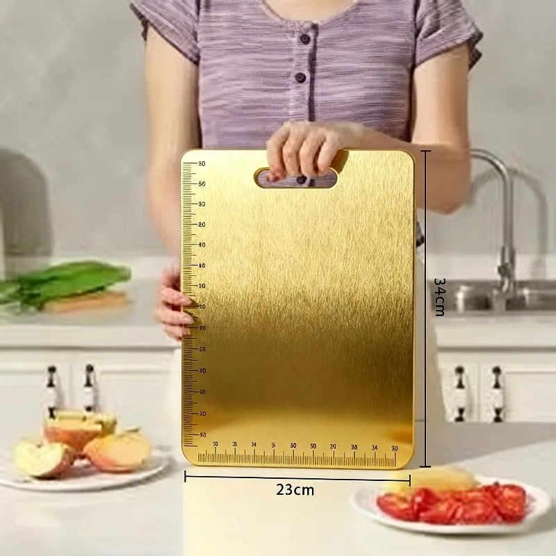 Stainless Steel Cutting Board Set 3 Piece Chopping Boards with Scale - Gold