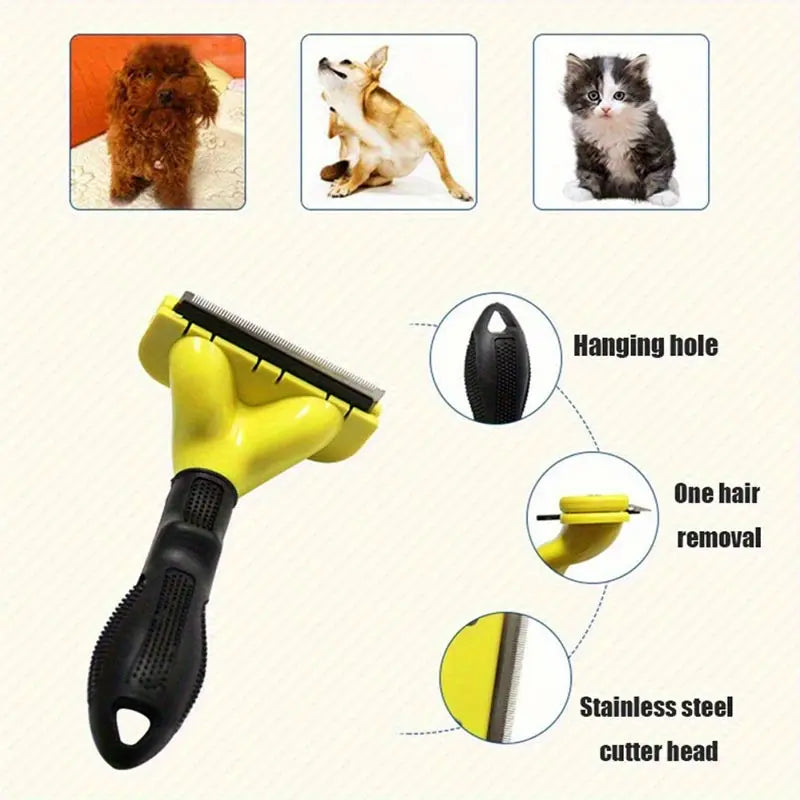 Pet Grooming Comb 4.5cm Stainless Steel Hair Removal Deshedding Brush for Cats and Dogs - Small