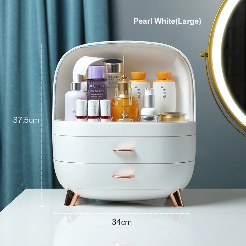 Makeup Storage Organiser Large with Drawers Cosmetic Jewellery Box - White