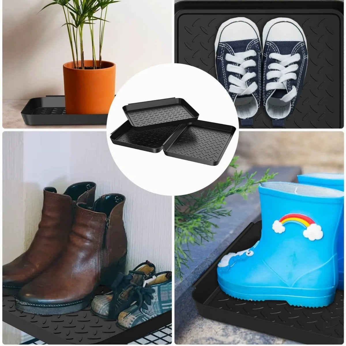 Storage Tray Set of 3 Plastic Trays Multipurpose Shoe and Household Organisers