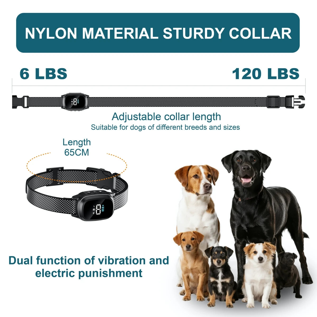 Dog Training Collar Rechargeable Automatic Bark Detection Adjustable Fit - Pink