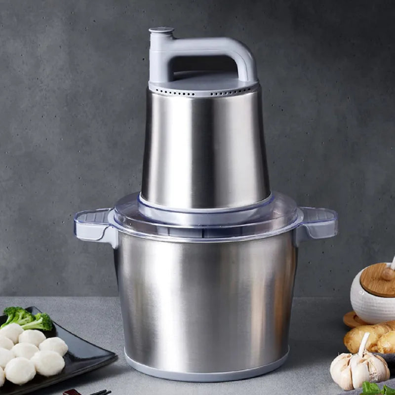 Stainless Steel Electric Meat Mincer 6L Food Processor 2-Speed Chopper – Silver