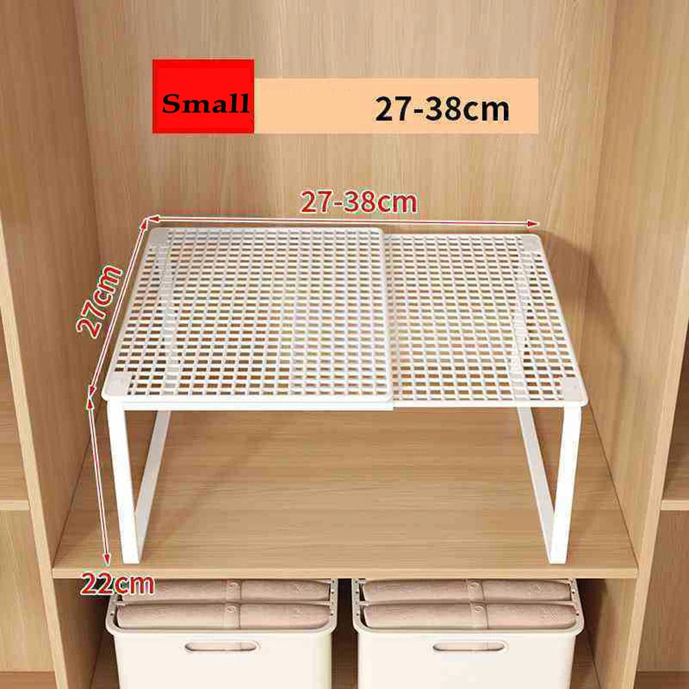 Wardrobe Shelf 27-38 cm Adjustable Pull Out Metal Cabinet Storage Rack Space Saving Organiser