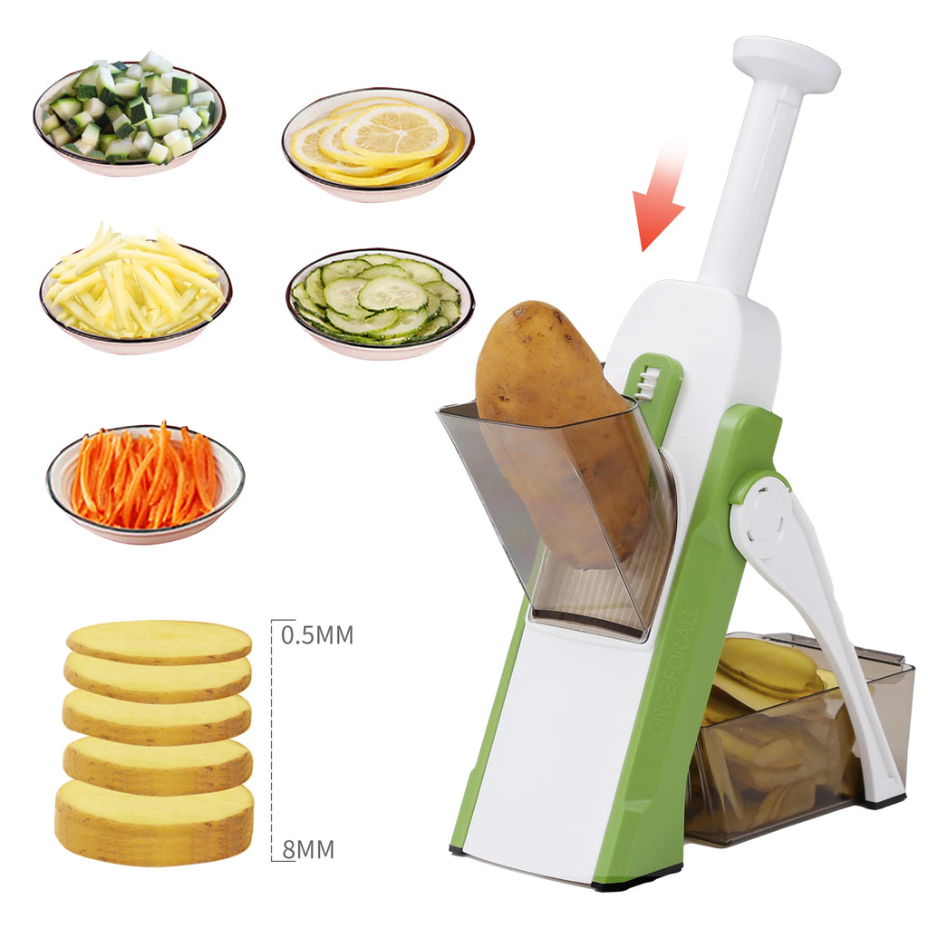 Vegetable Cutter Mandoline Slicer Food Chopper Dicer Kitchen Tool - Red