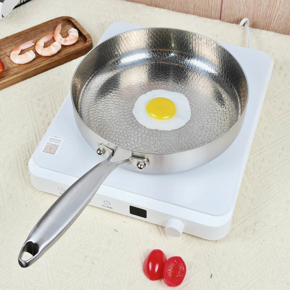 Frying Pan 28cm Non Stick Stainless Steel Skillet for Gas and Induction Cookers