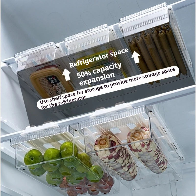 Large Pull-Out Refrigerator Organizer Drawer Clear Fridge Storage Bin