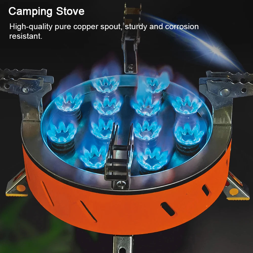 Camping Stove 21800W 12 Core Burner Piezo Ignition Portable Cooker – Orange