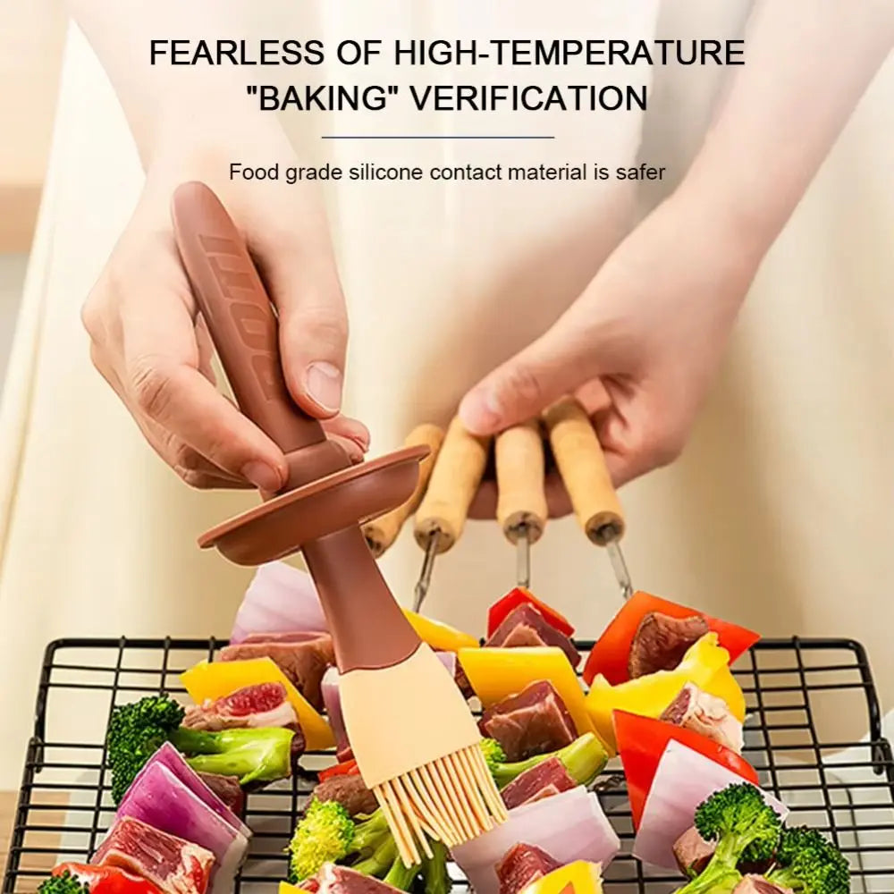 3 in 1 BBQ Oil Brush Silicone Sauce Applicator with Oil Dispenser Bottle Heat Resistant Baking Tool – Green
