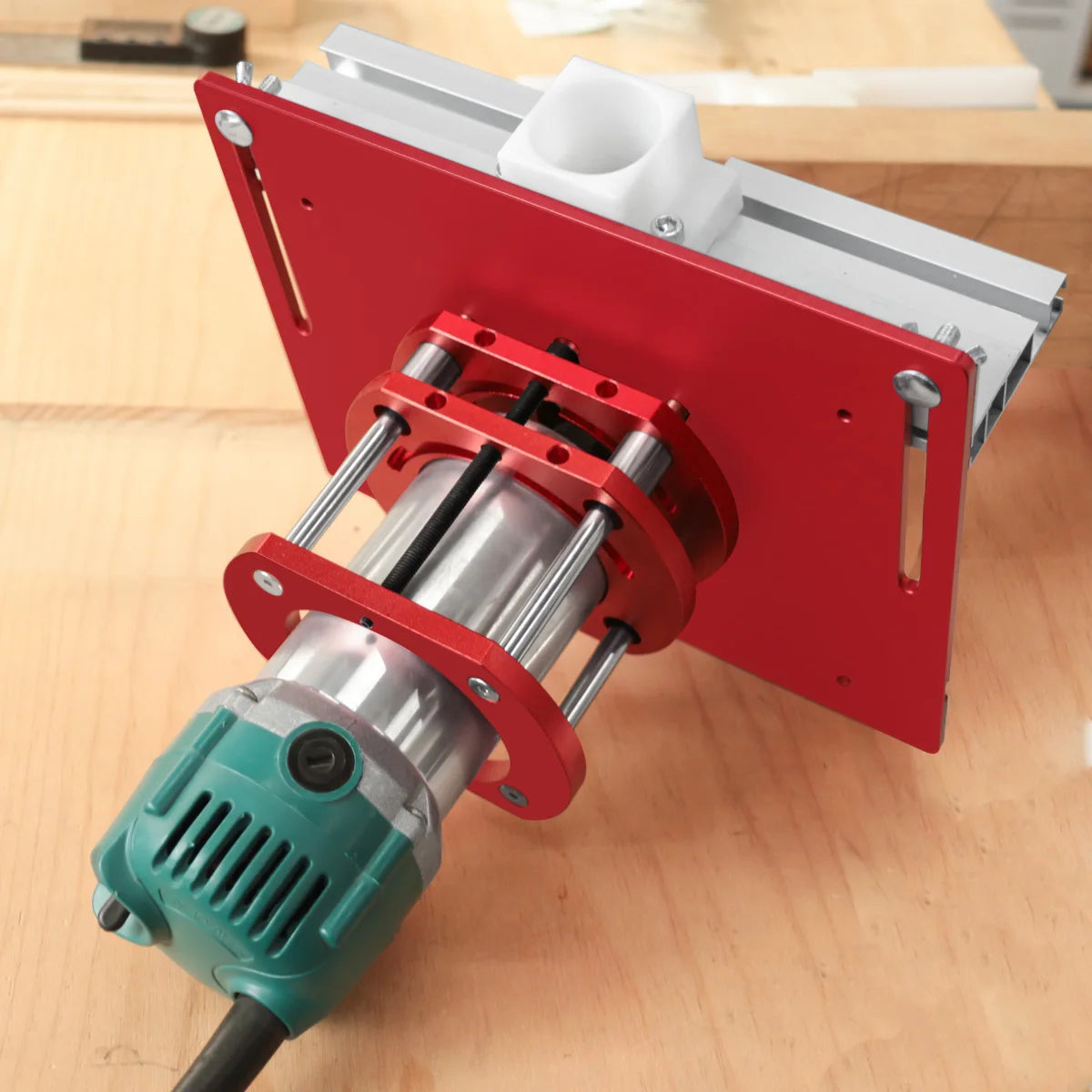 Router Table Insert Plate Set with Lift Base for Woodworking Trimming Slotting and Chamfering Red