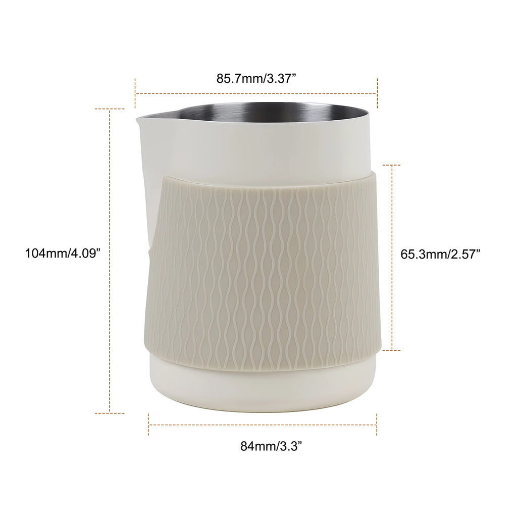 Espresso Milk Pitcher 500ml Handleless Stainless Steel Frothing Jug with Sharp Spout - Beige