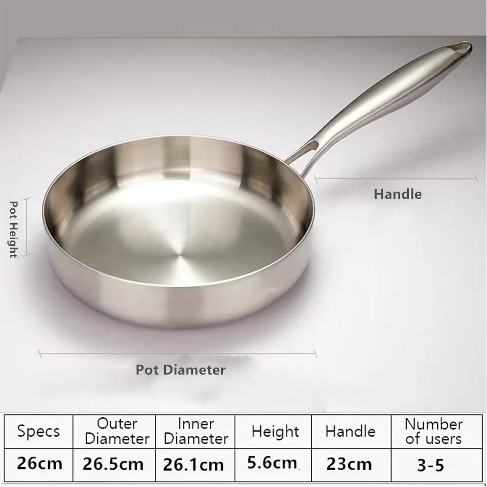 Frying Pan 26cm 316 Stainless Steel Wok Induction and Gas Compatible