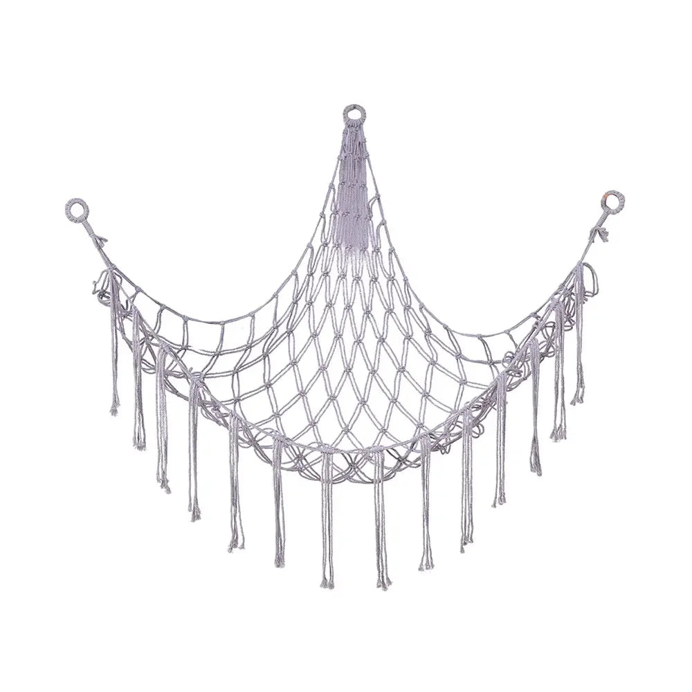 Toy Hammock Corner Hanging Storage Net Cotton Rope for Soft Toys - Grey