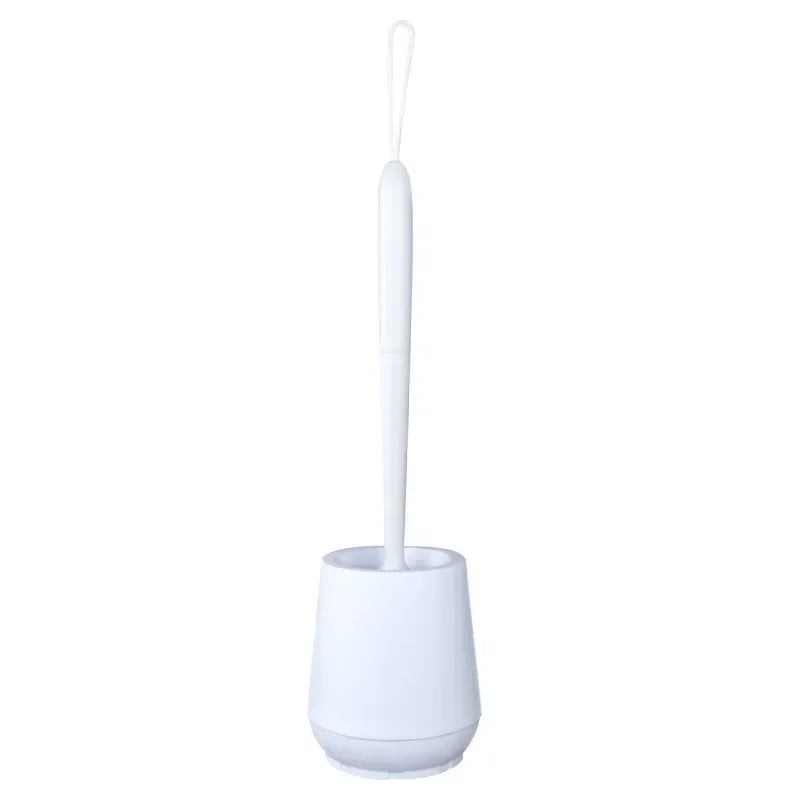 Toilet Brush Floor Standing Soft TPR Silicone Head Bathroom Cleaner - White