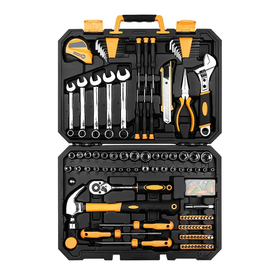 158 Piece Professional Car Repair Tool Set with Ratchet Sockets Screwdrivers and Blow Molded Case