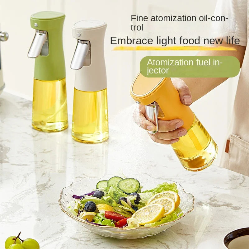 Oil Spray Bottle 240 mL Glass Cooking Oil Mister for Kitchen and BBQ - Yellow