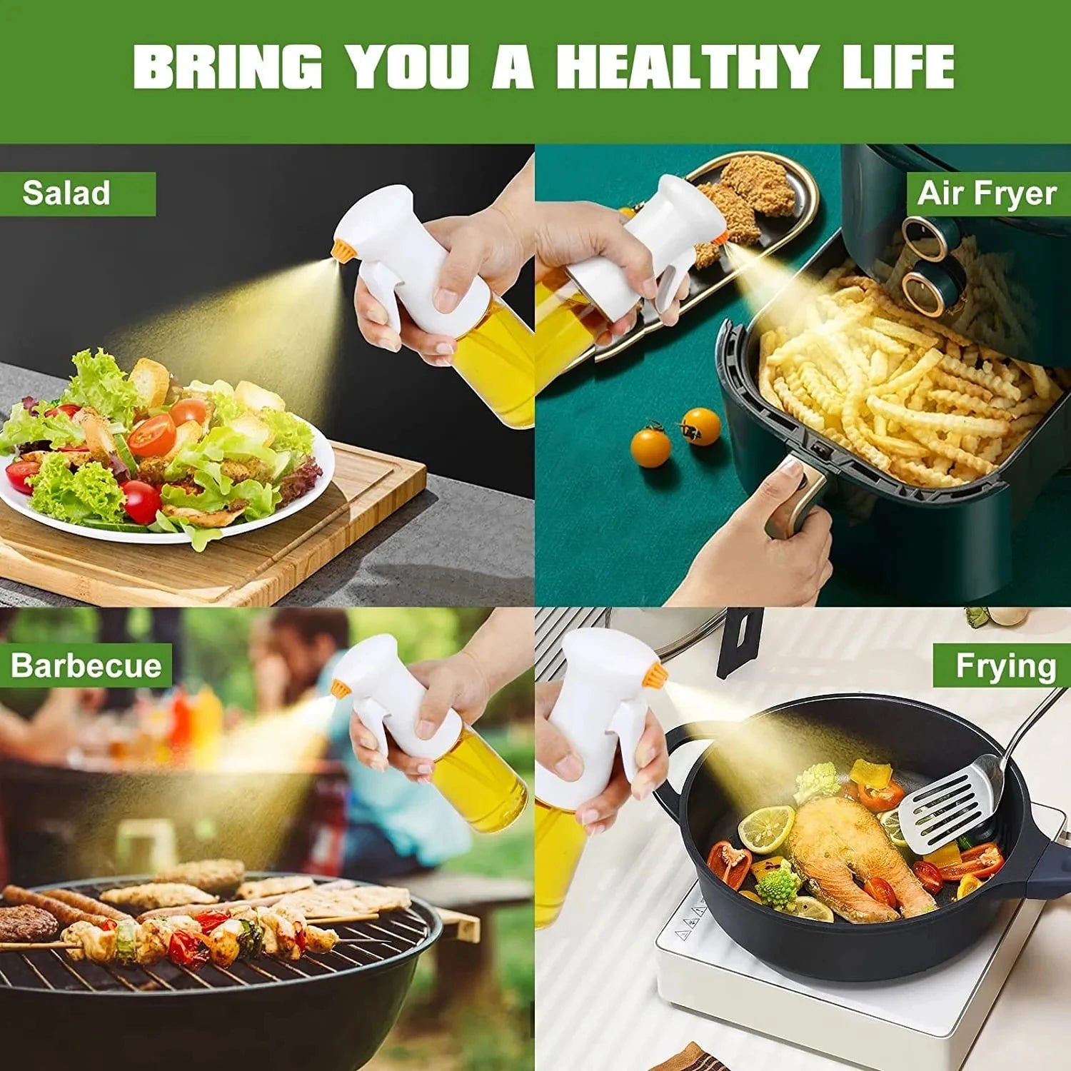 2 Pack 200ml Glass Olive Oil Sprayer Bottles Refillable Cooking Oil Mister for BBQ Baking Air Fryer and Salad – Black