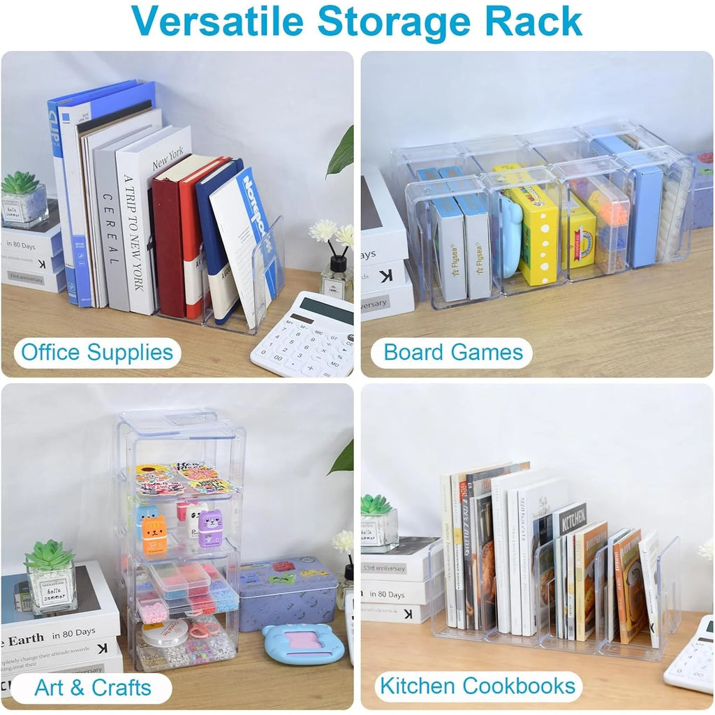 Shoe Storage Rack 4 Slot Transparent Plastic Organiser Stackable Space Saving Shoe Holder
