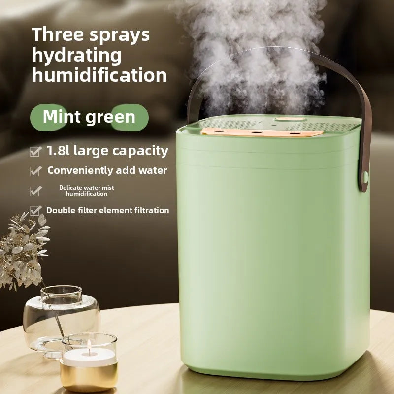 Three Nozzle Humidifier 1.8 L USB Quiet Mist with Night Light - Green