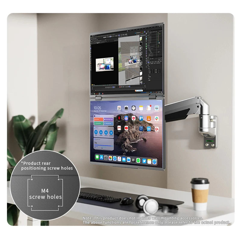 Portable Dual Screen Monitor 16 Inch 2.5K QHD IPS Foldable Laptop Screen Extender USB-C HDMI