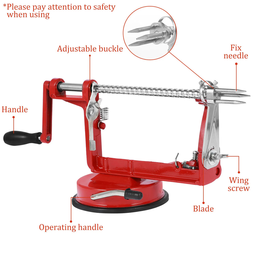Fruit Peeler 30cm Hand Crank 3 in 1 Stainless Steel Peeling Slicing Coring Kitchen Tool