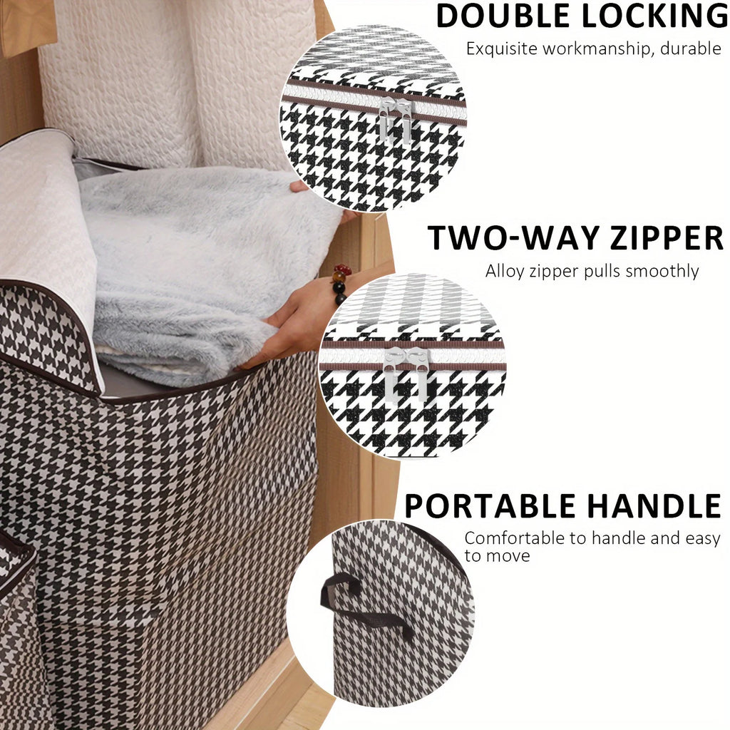 Extra Large Plaid Foldable Storage Box with Handles – 110L