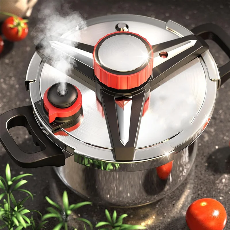 Pressure Cooker 5L Stainless Steel Rotational Lock Quick Cooking Pot – Black
