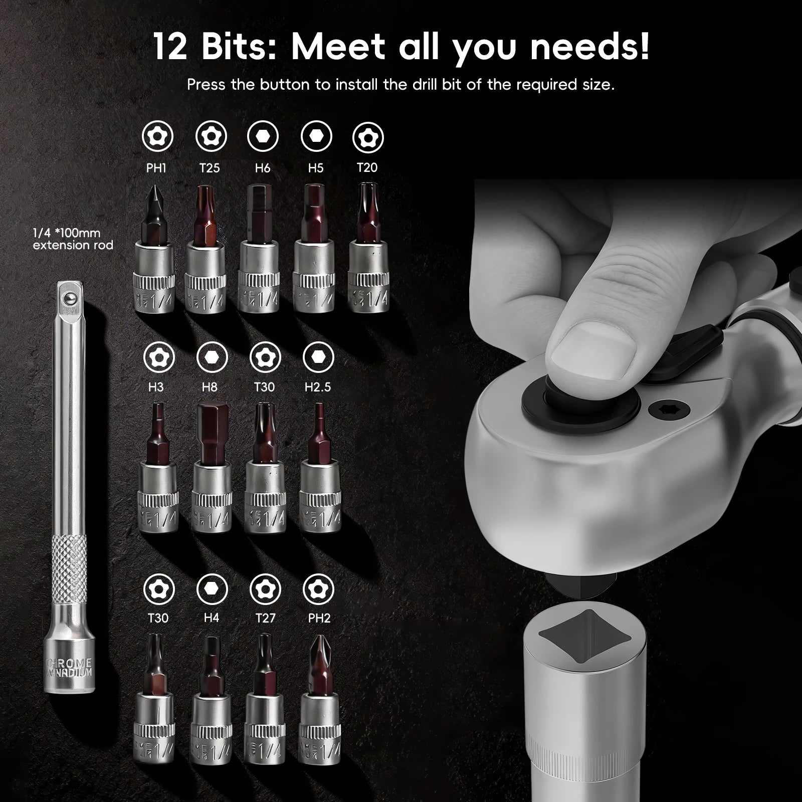 Torque Wrench Set Portable Heavy Duty 1/4 Inch Drive 2-20 N·m Precision Bicycle Repair Tool Kit