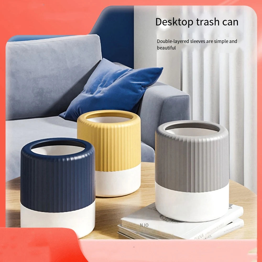 Mini Desktop Trash Can 2.3L Modern Waste Basket for Office Bedside and Beauty Desk – Grey