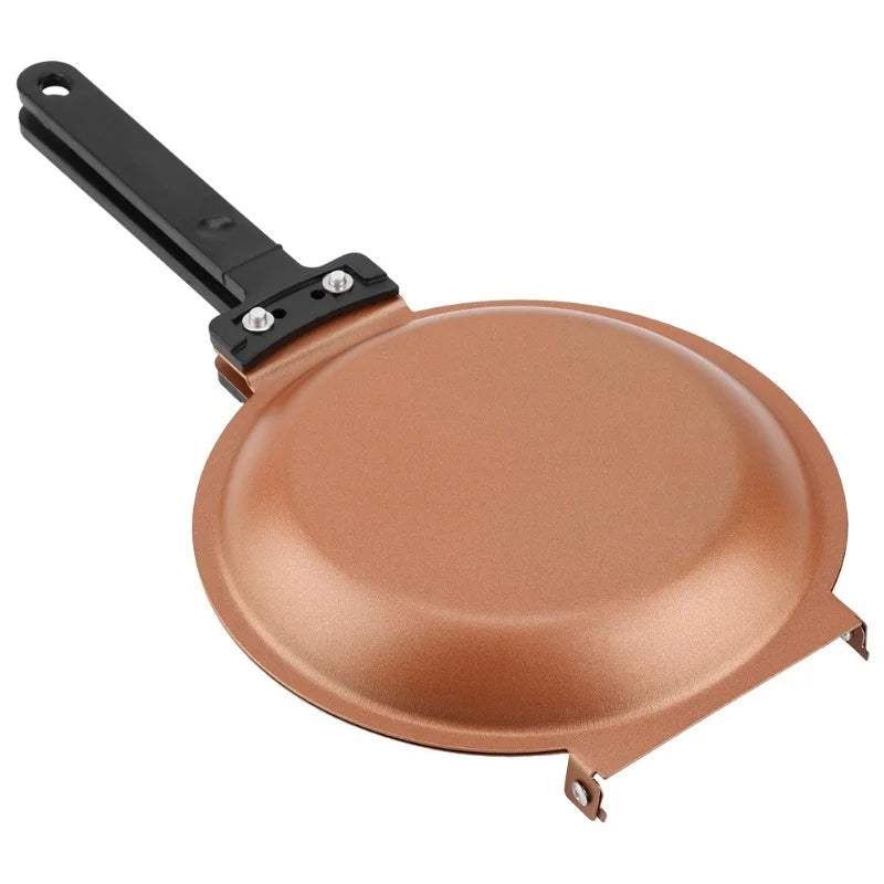Double Sided Frying Pan 19 cm Iron Flip Pancake Egg Toast Maker with 16.5 cm Handle