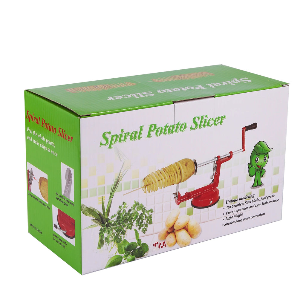 Manual Spiral Vegetable Slicer Hand Crank Potato Spiral Cutter Stainless Steel Fruit and Vegetable Slicing Machine