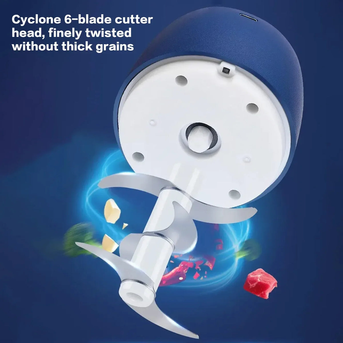 Electric Food Chopper 350 mL 6 Blade USB-C Rechargeable Garlic Mincer - White
