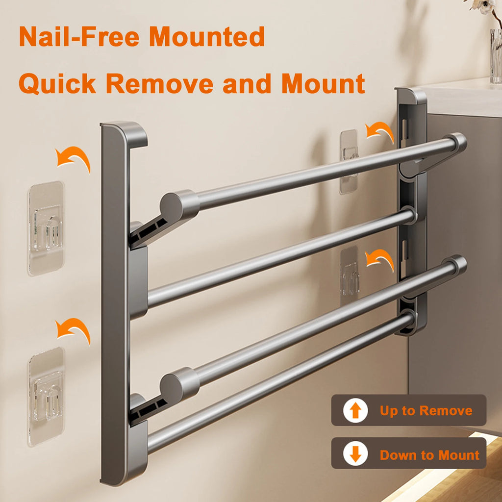 Shoe Rack 50cm Foldable Wall Mounted Slipper Holder No-Drill Drain Storage Organiser
