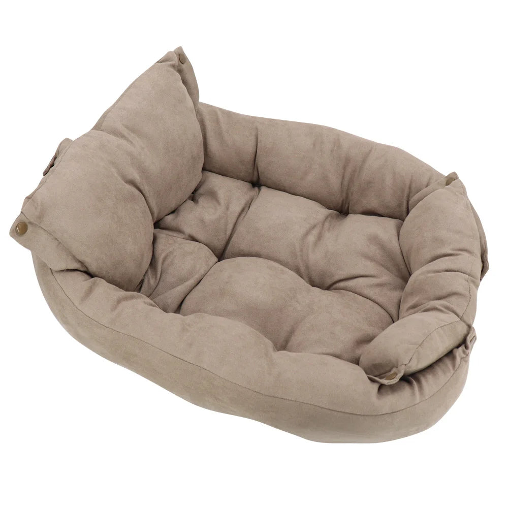 Portable Cotton Pet Sofa Bed Washable Multi Function Pet Cushion - Blue