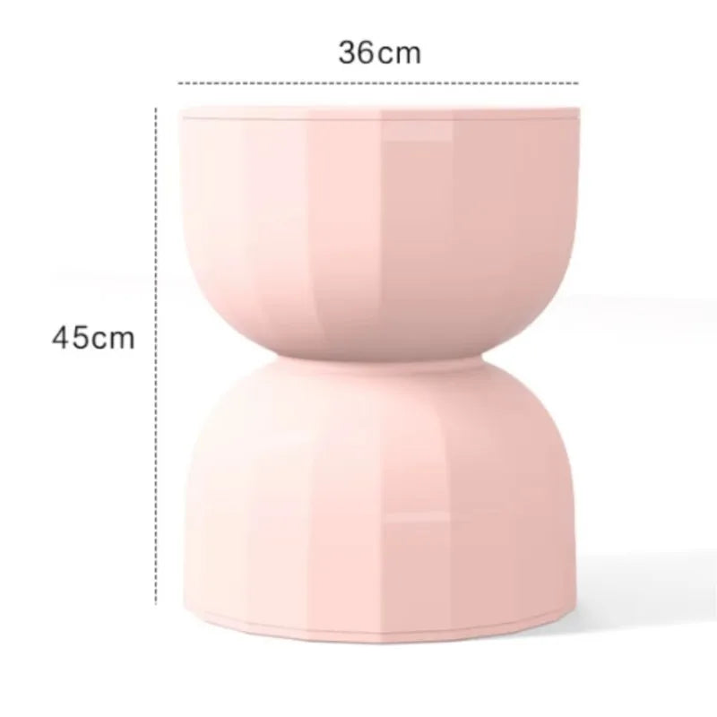 Side Table 45cm Hourglass Shape Stool Accent Coffee Table – Pink